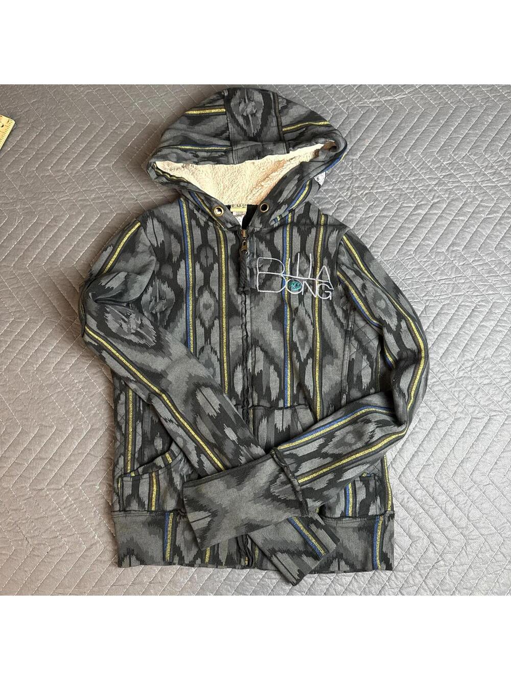 Y2K Billabong zip-up sherpa lined hoodie womens small
